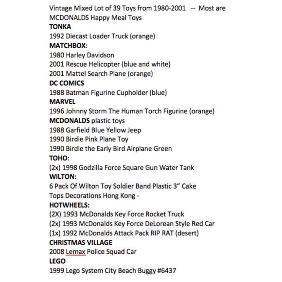 39 Vintage Toy Lot Tonka McDonalds Matchbox Stomper Hot Wheels Marvel 1980-2001 - Picture 16 of 16